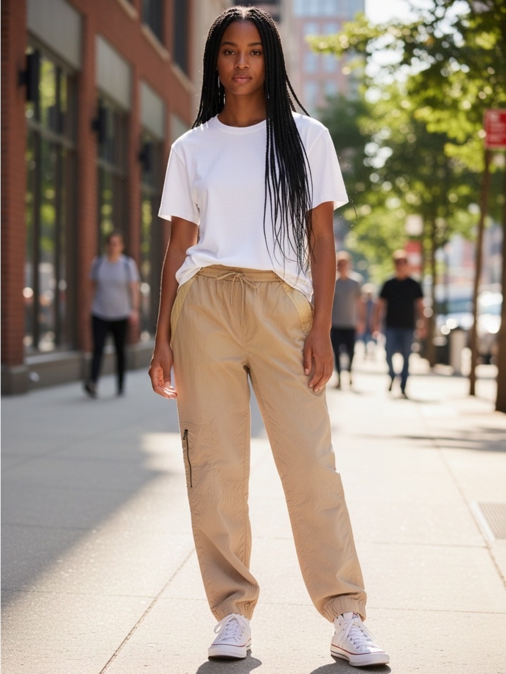 Free People Movement Parachute Track Jogger Casual Pant SZ M in Sandy Beige